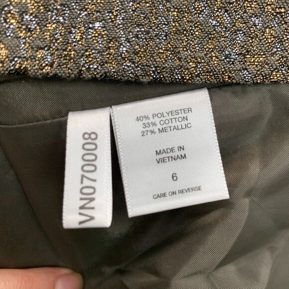 New York & Company Metallic Pencil Skirt Womens 6 Gold Silver Flecks Back Zip - Picture 10 of 12